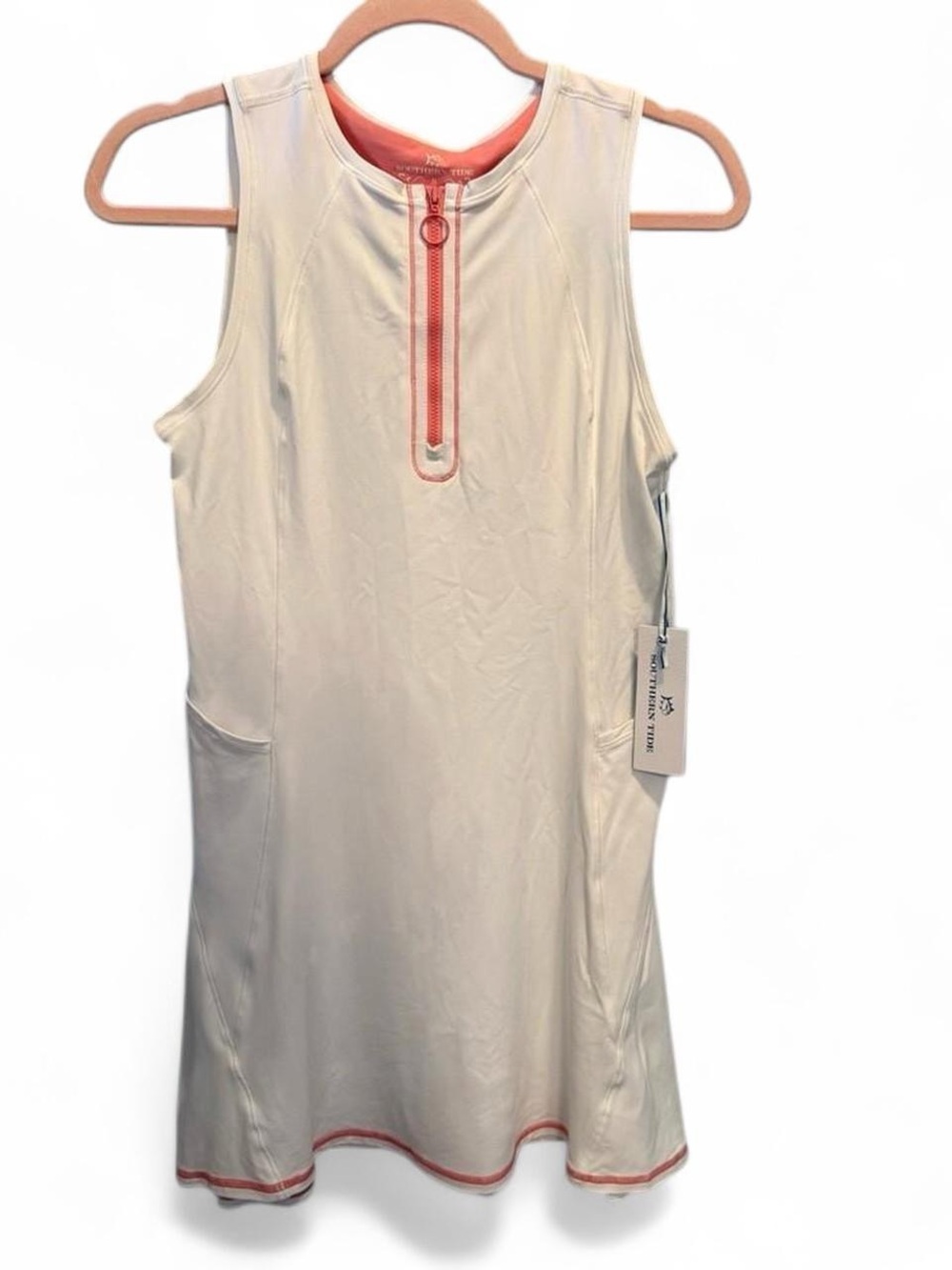 NWT Southern Tide White Brenna Zip Front Performance Summer Dress Small Preppy